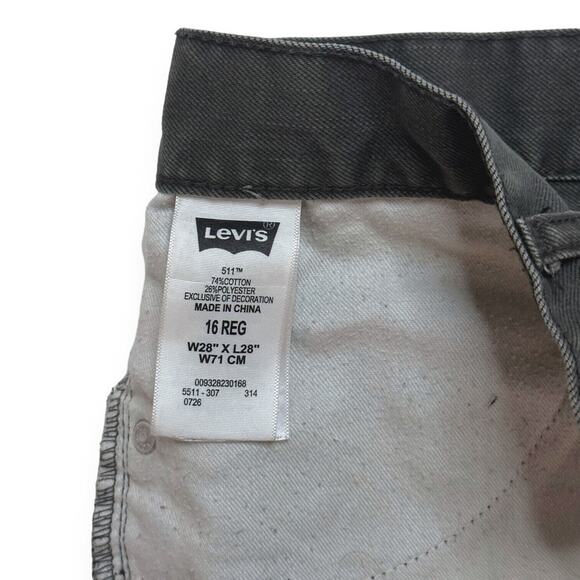 LEVI'S 511 Cut Off Shorts Cotton Mid Rise Frayed Hem Stretch Smoked Gray 28 - Picture 7 of 9